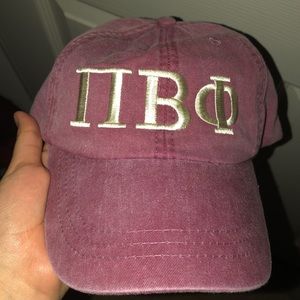 Burgundy hat light gold embroidered Pi Beta Phi